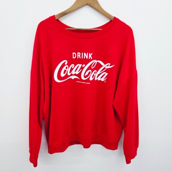 Coca Cola 2XL Red Graphic Crewneck Sweatshirt Logo Pullover Casual Streetwear - Picture 3 of 13